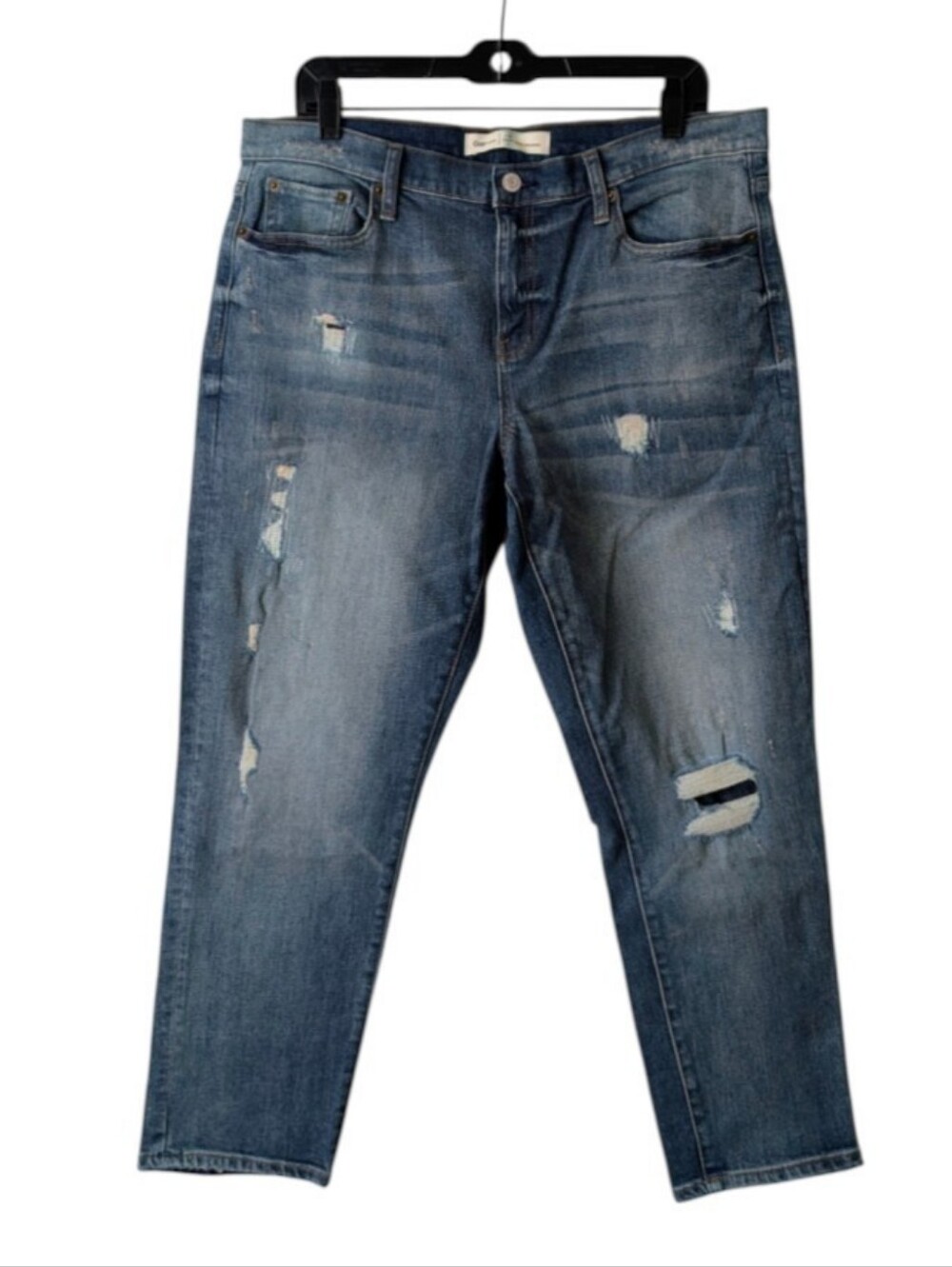 Gap Best Girlfriend Slim Straight Jeans Holden Repair Distressed Blue Size 12/31